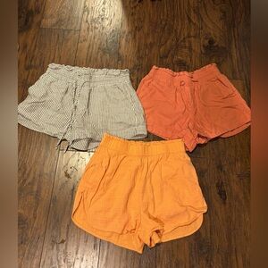 Stylish Women's Striped, Orange, and Peach Shorts